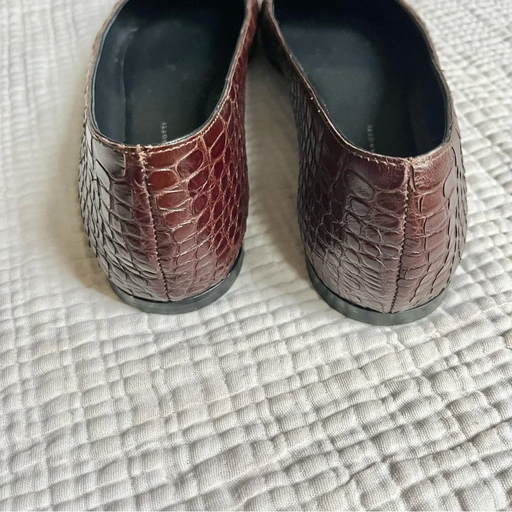 Giuseppe Zanotti Rhinestone Croc Leather Pointed Toe Ballet Flats 38.5